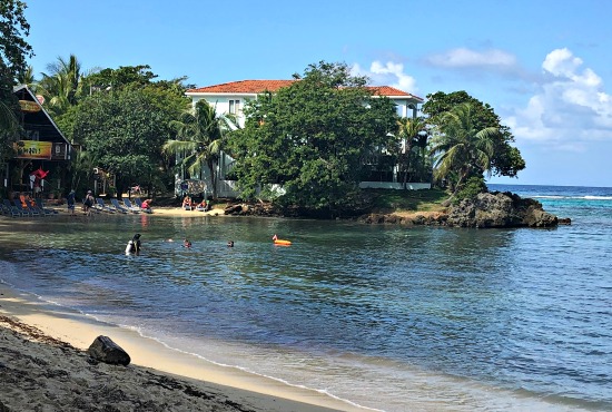 The beach in West End Roatan